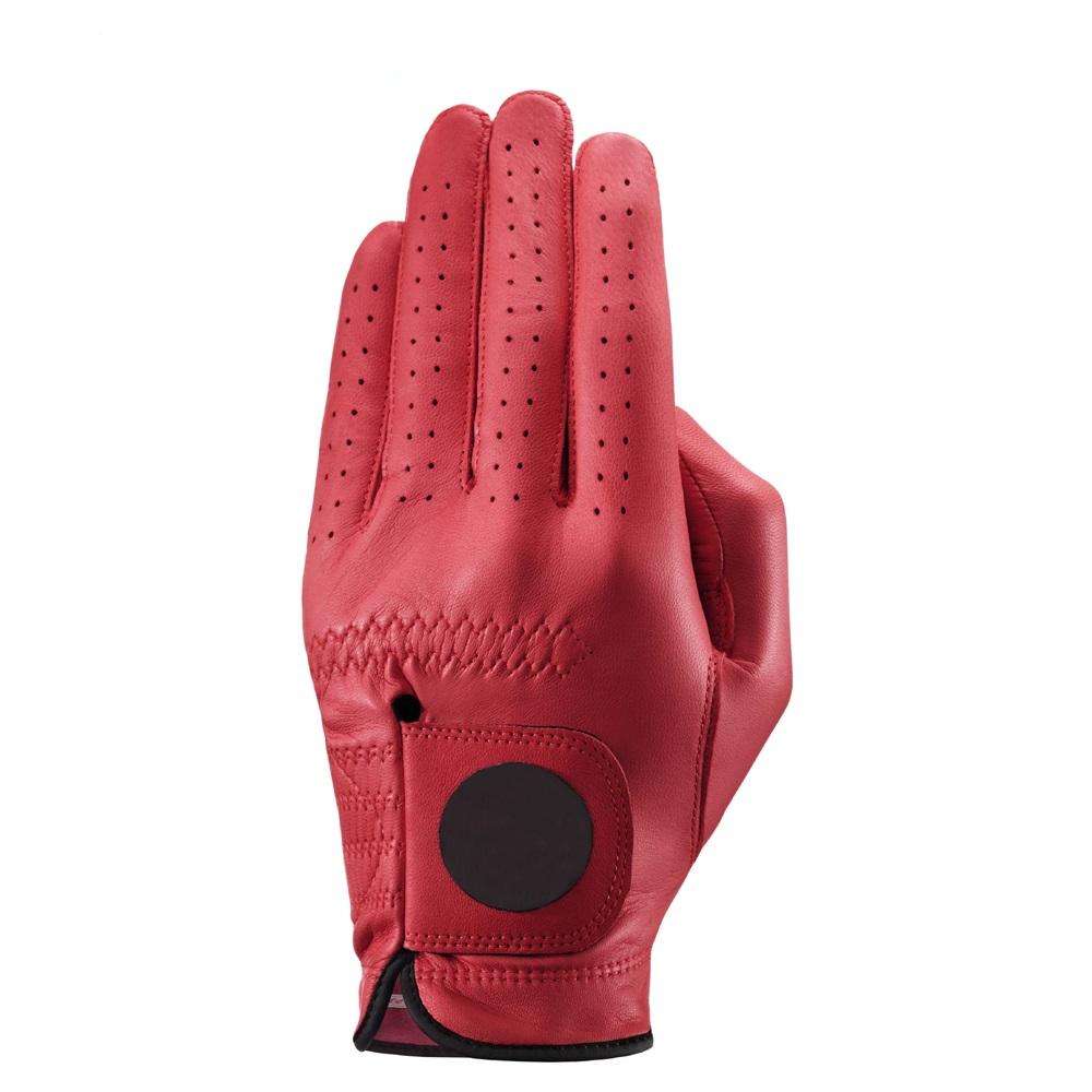 Premium white cabretta leather golf glove with secure wrist closure for enhanced grip and comfort