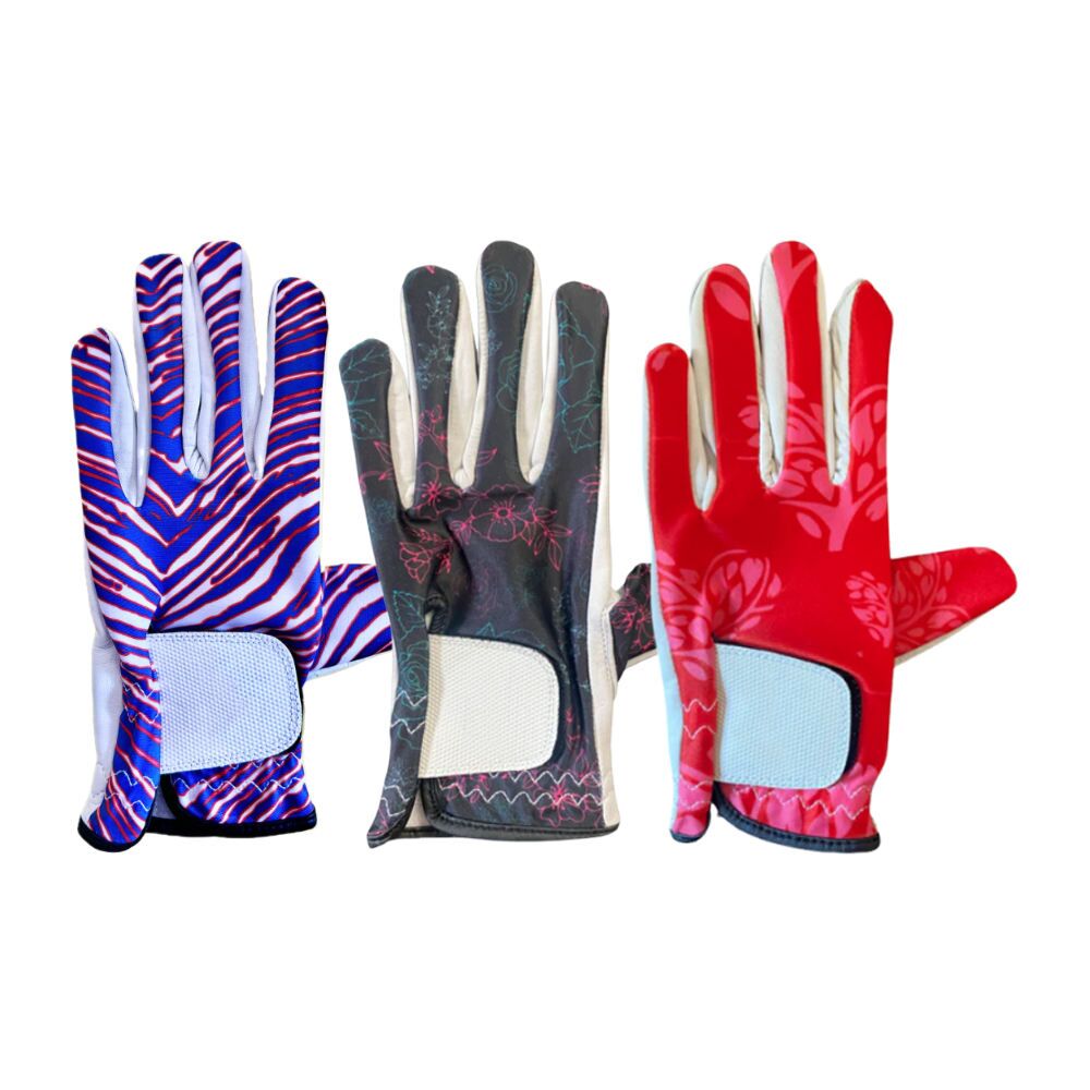 Custom logo printed Cabretta leather golf gloves with premium stitching for superior grip and durability on the course