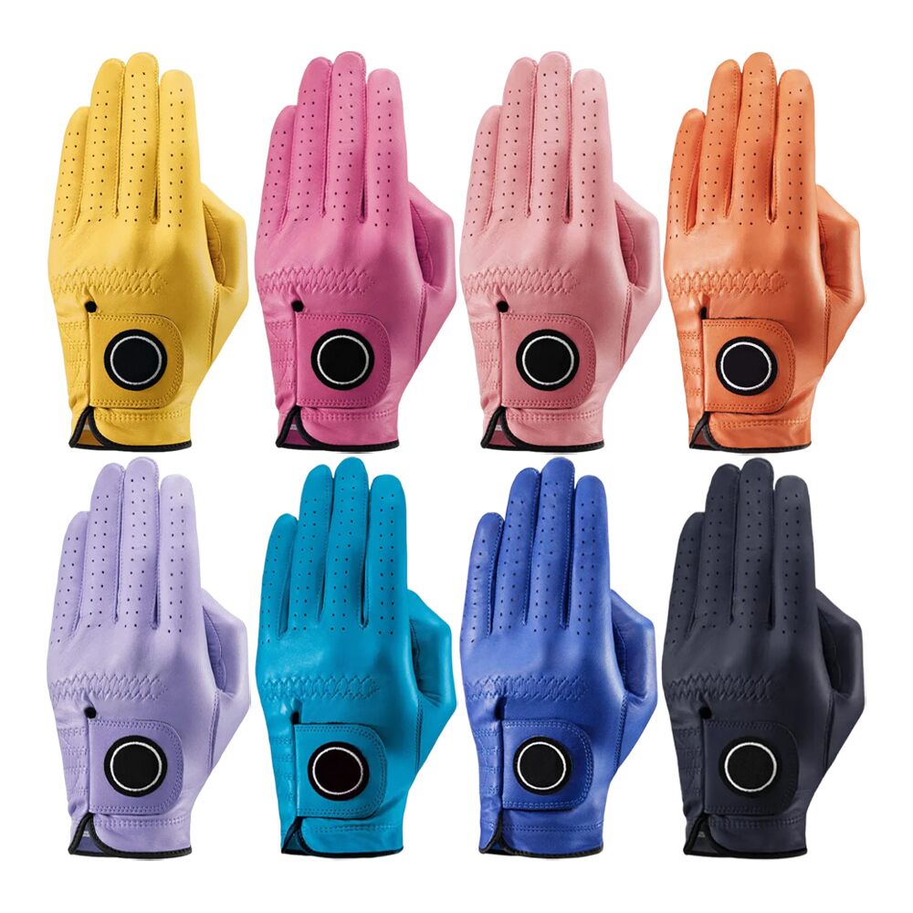 Custom logo Cabretta leather ladies golf gloves with embroidered branding and reinforced palm grip