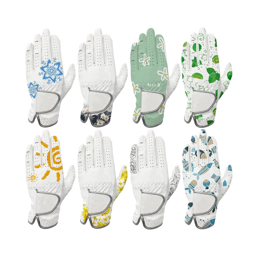 Wholesale custom logo printing cabretta leather left hand golf gloves — premium grip and soft tactile feel
