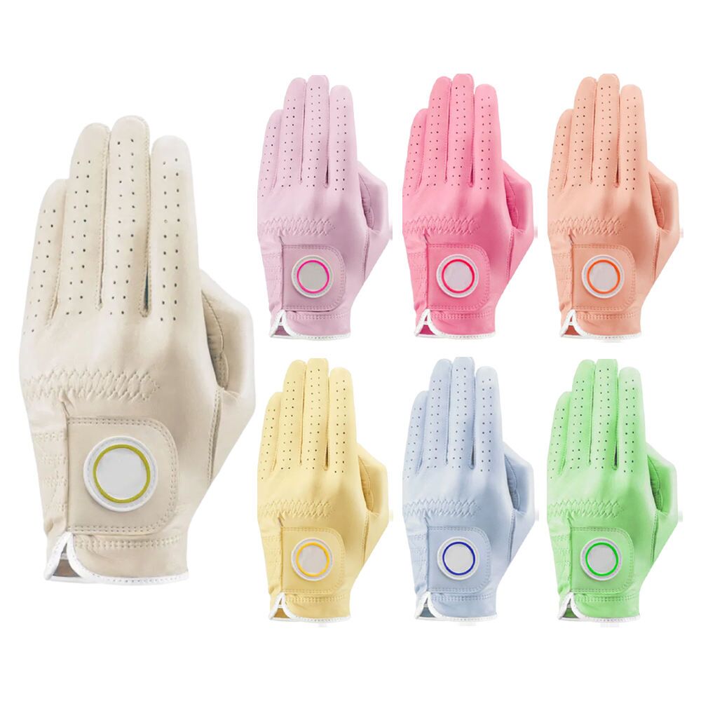 Premium brown Cabretta leather golf glove for men featuring enhanced grip technology and professional golf accessories design